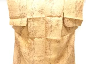 アンティーク　本場小千谷ちぢみ　枝蕾模様織り出し着物